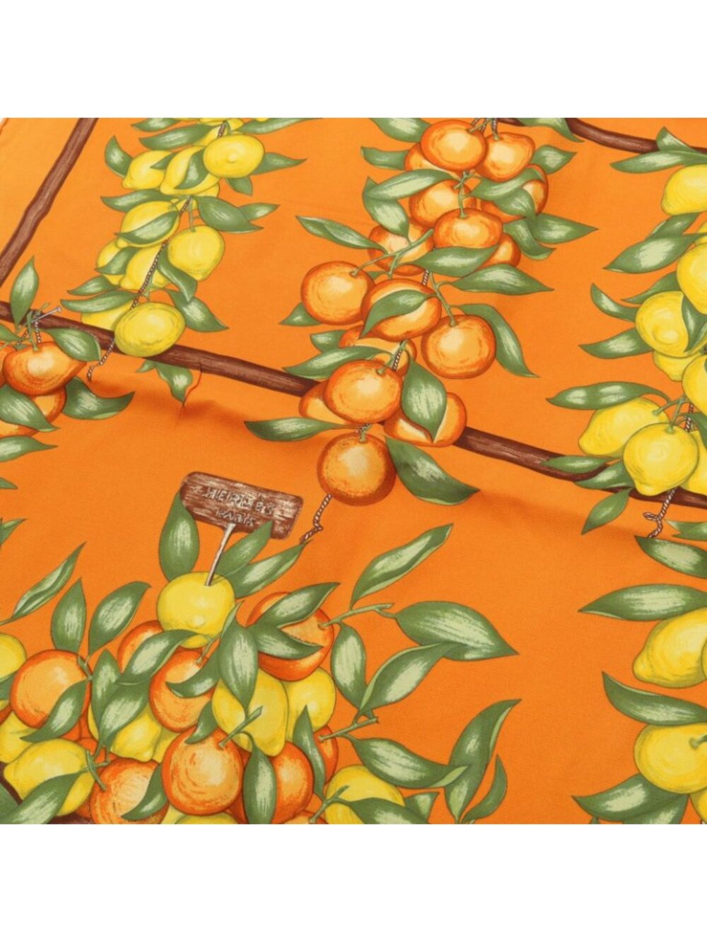 Hermes Scarf Petit Carre 45 Oranges Et Citrons Orange Silk - Picture 6 of 6